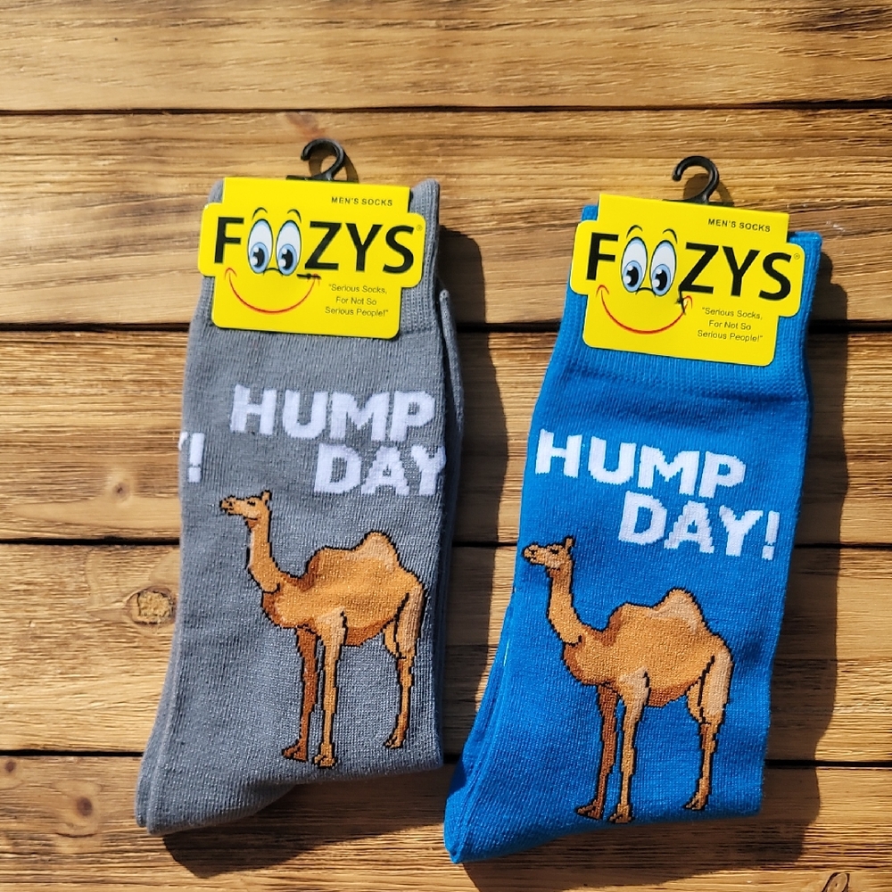 NWT Foozy's Men's Hump Day Socks - Gray And Royal Blue